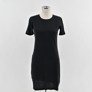 Theory Continuous‎ Tee Dress Size 0 Black Sea Slub Minimalist Cotton Knit Modern